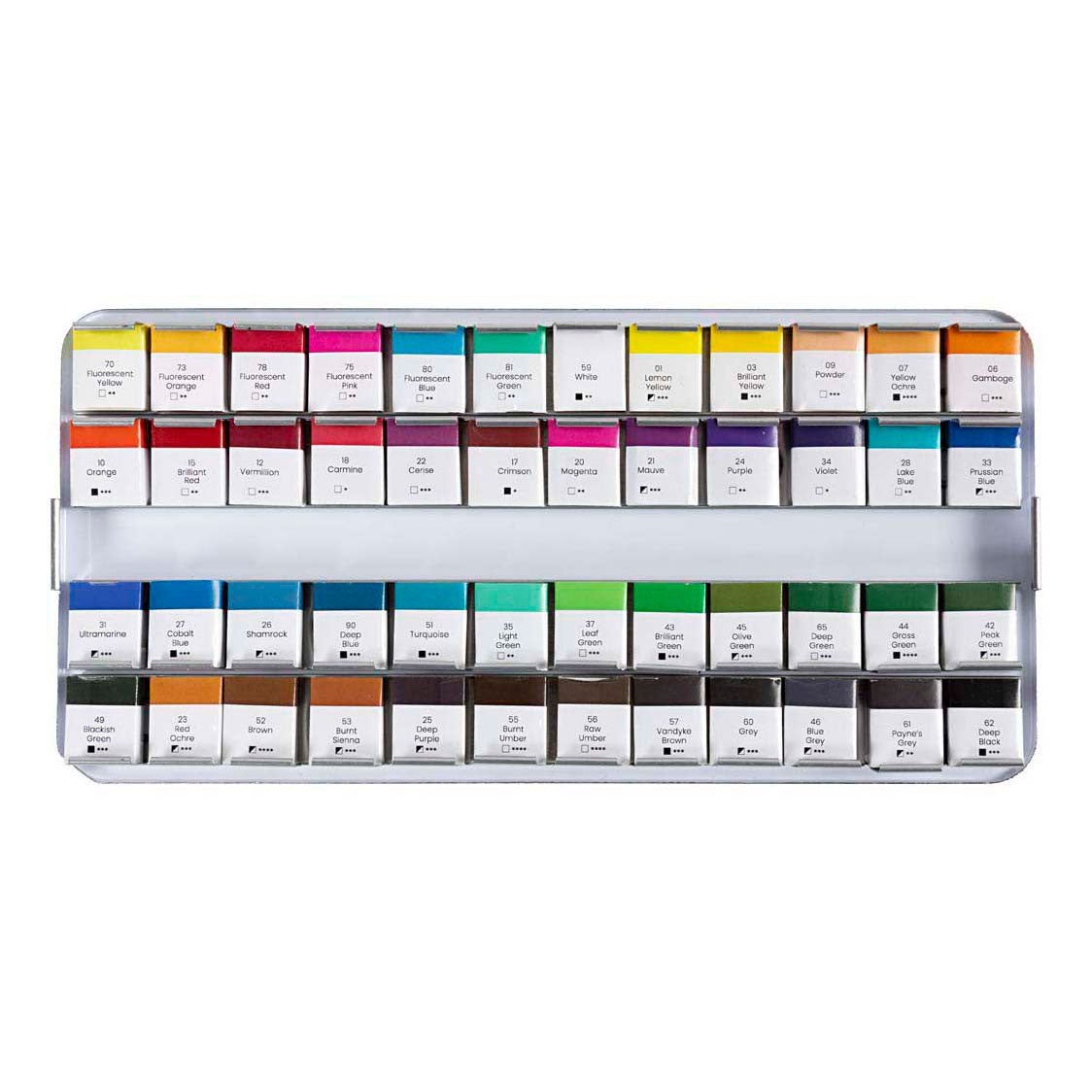 Creotime Art aquarelverf standaardkleuren - 48 kleuren