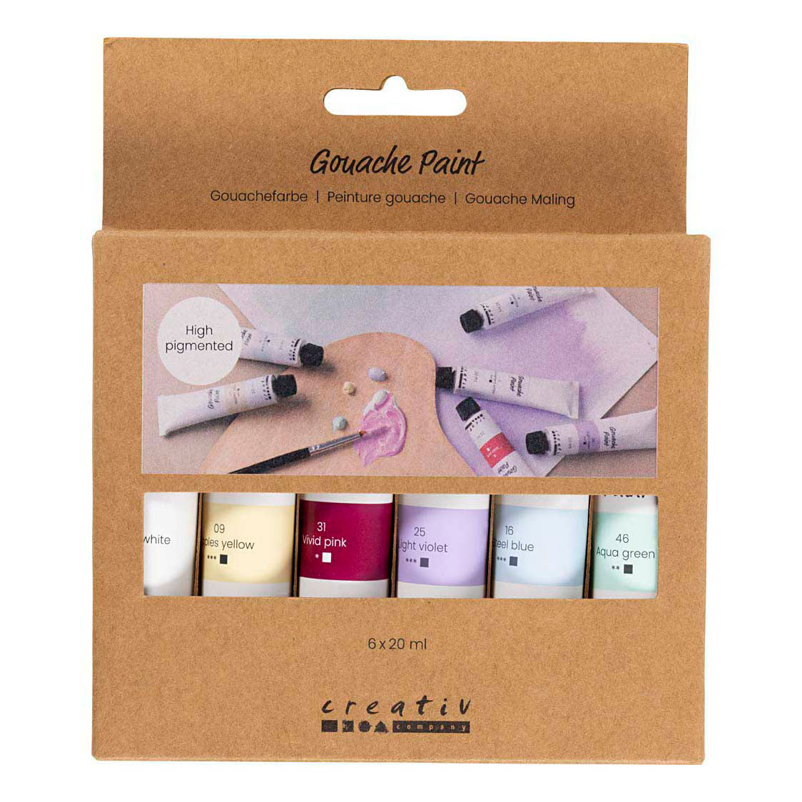 Creativ Company Gouacheverf pastelkleuren - 6x20ml.