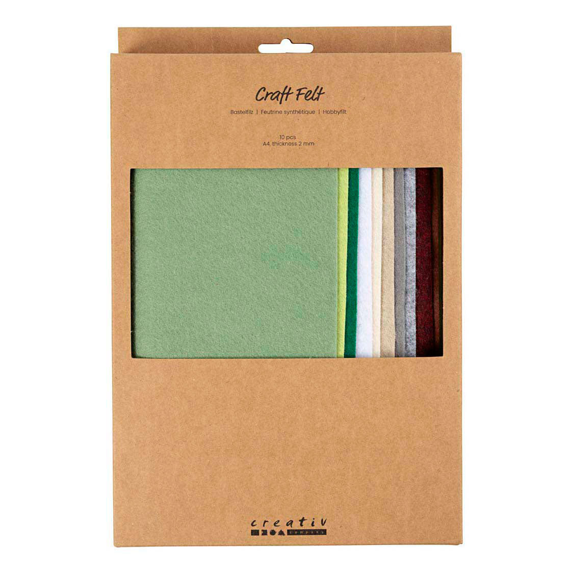 Creativ Company Hobbyvilt a4 dikte 2mm naturel kleuren - 10st.