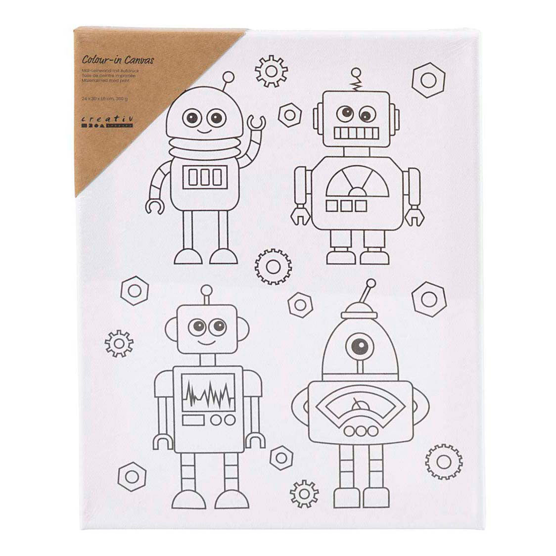 Creativ Company Schildercanvas met print robots - 24x30cm