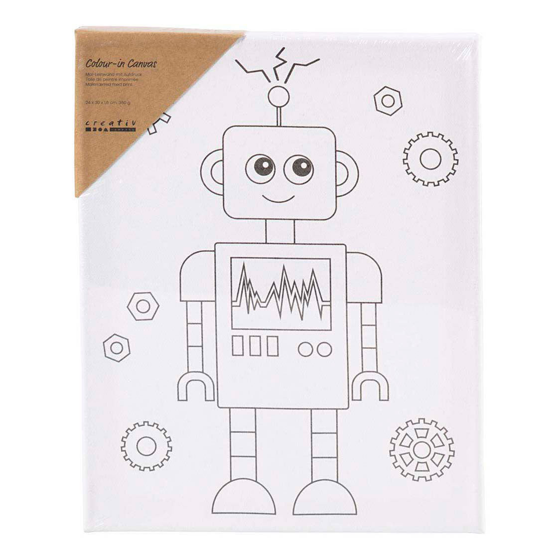 Creativ Company Schildercanvas met print robot - 24x30cm