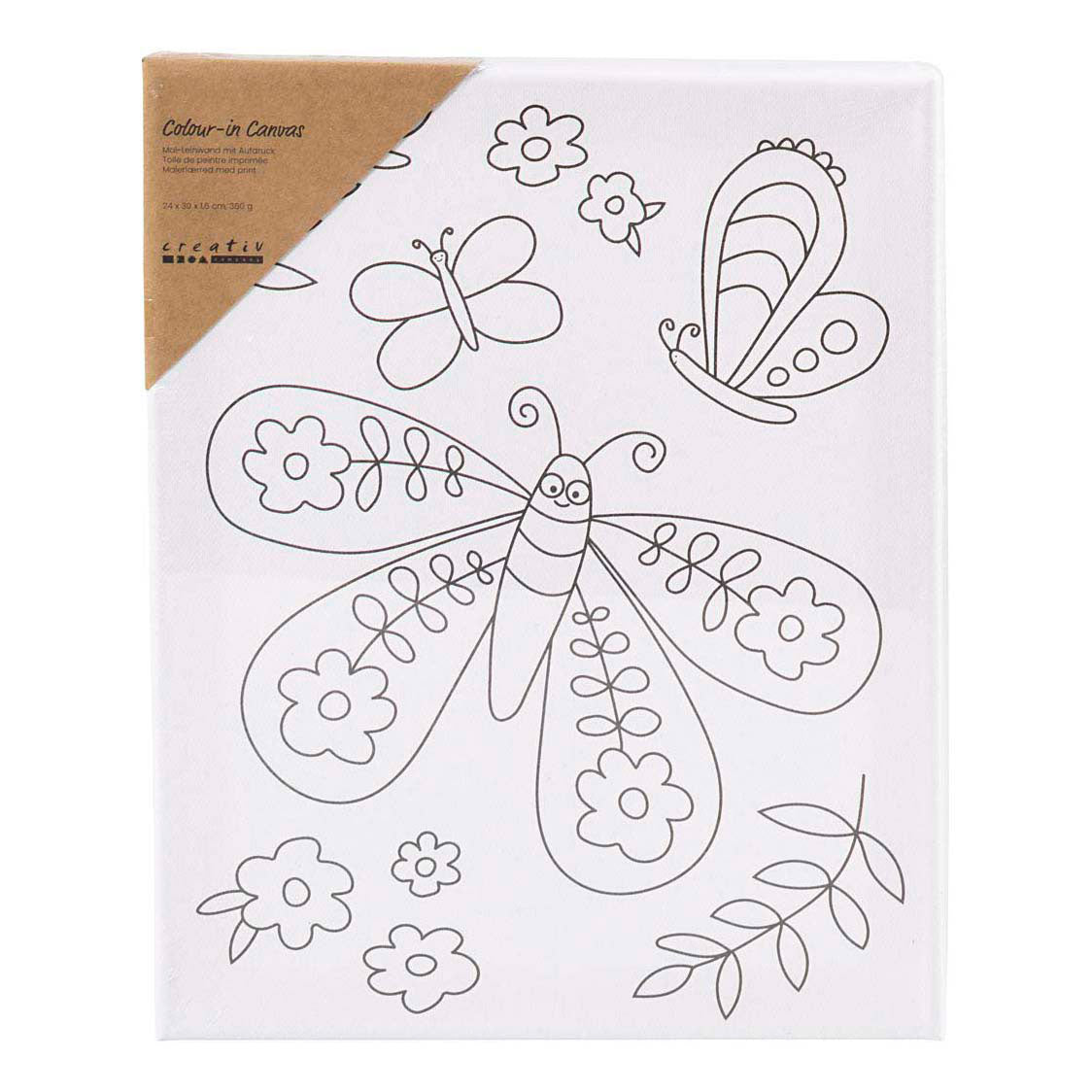 Creativ Company Schildercanvas met print grote vlinder - 24x30cm