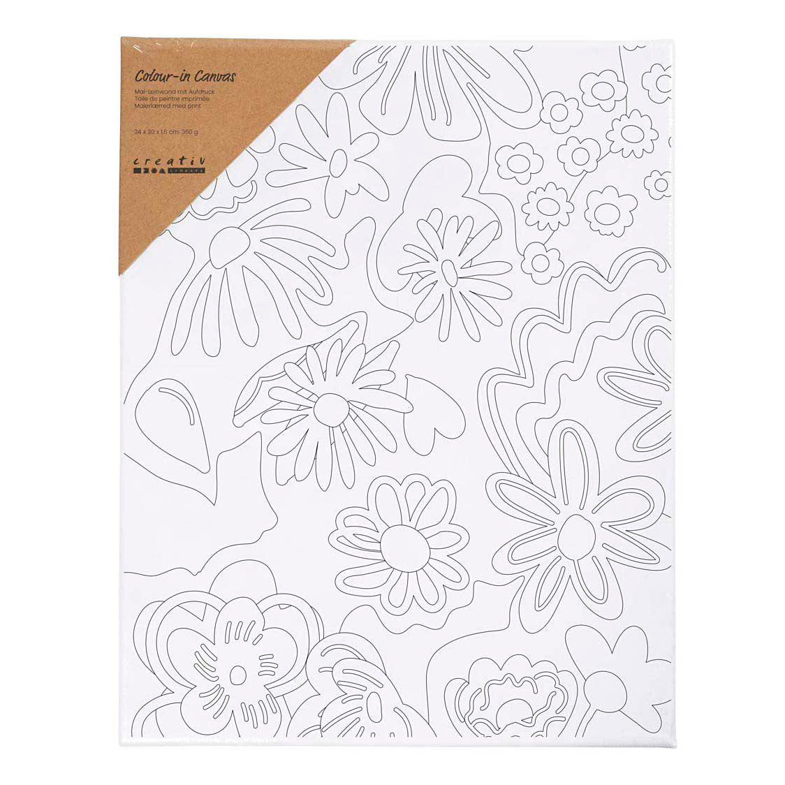 Creativ Company Schildercanvas met print bloemen - 24x30cm