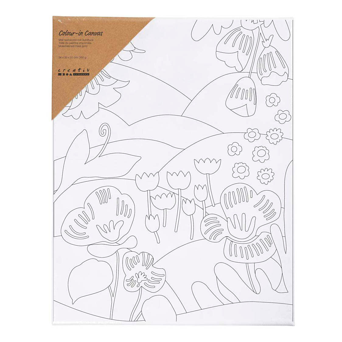 Creativ Company Schildercanvas met print bloemenlandschap - 24x30cm