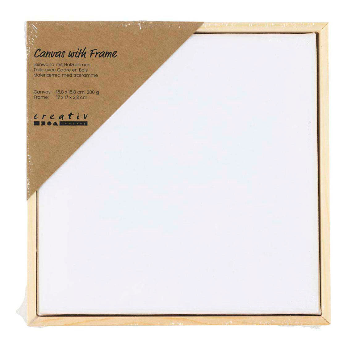 Creativ Company Gespannen canvas met lijst 280gr. 15,8x15,8cm - wit