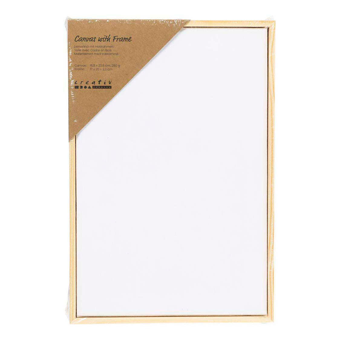 Creativ Company Gespannen canvas met lijst 280gr. 15,8x23,8cm - wit