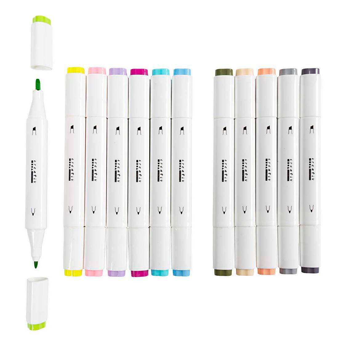 Creativ Company Tekenstift lijndikte 1+8mm pastelkleuren - 12st.