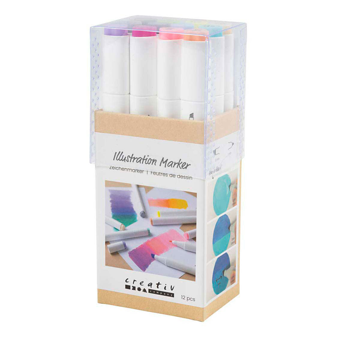 Creativ Company Tekenstift lijndikte 1+8mm pastelkleuren - 12st.