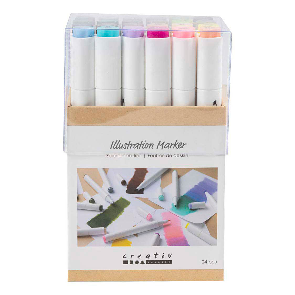 Creativ Company Tekenstift lijndikte 1+8mm pastelkleuren - 24st.