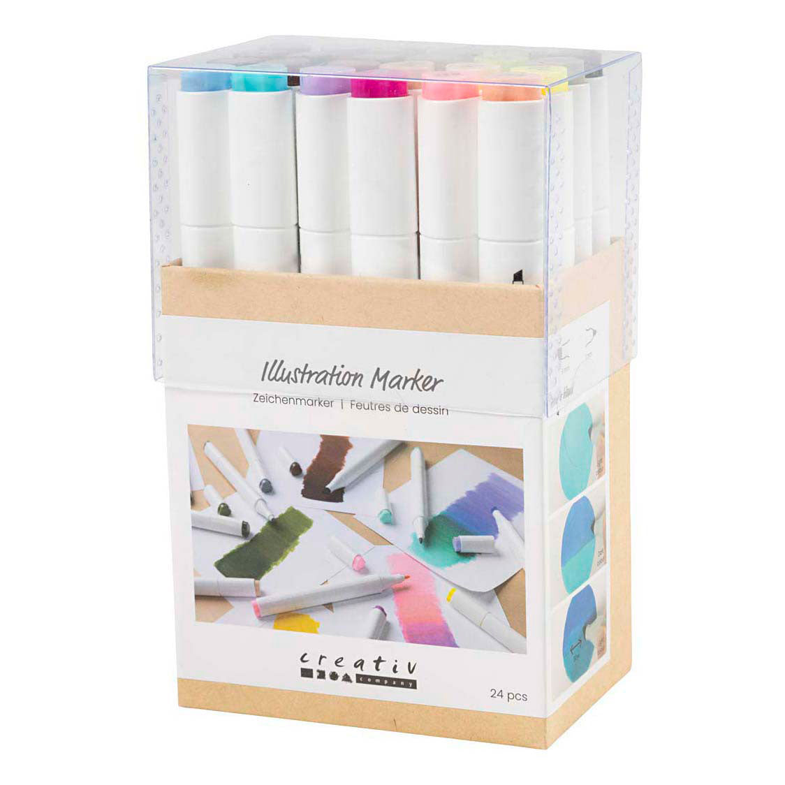 Creativ Company Tekenstift lijndikte 1+8mm pastelkleuren - 24st.