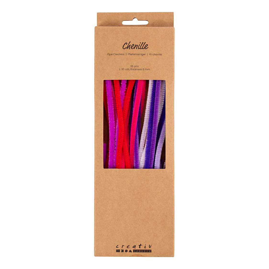 Creativ Company Chenille 6mm x 30cm paars en roze harmonie - 25st.