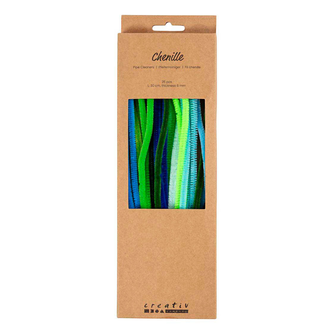 Creativ Company Chenille 6mm x 30cm groen en turquoise harmonie - 25st.