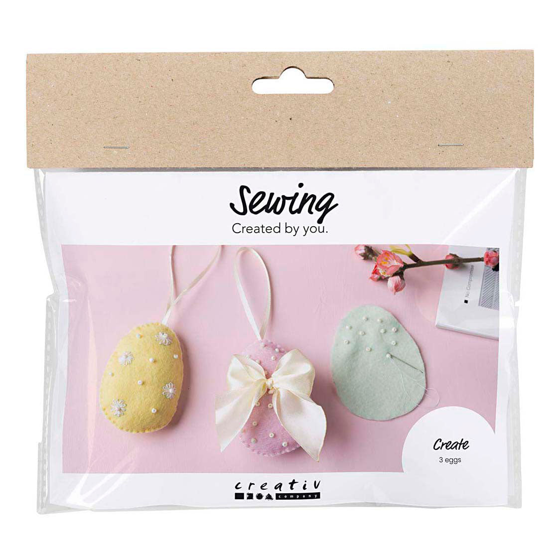 Creativ Company Mini hobbyset naaien paaseieren pastelkleuren