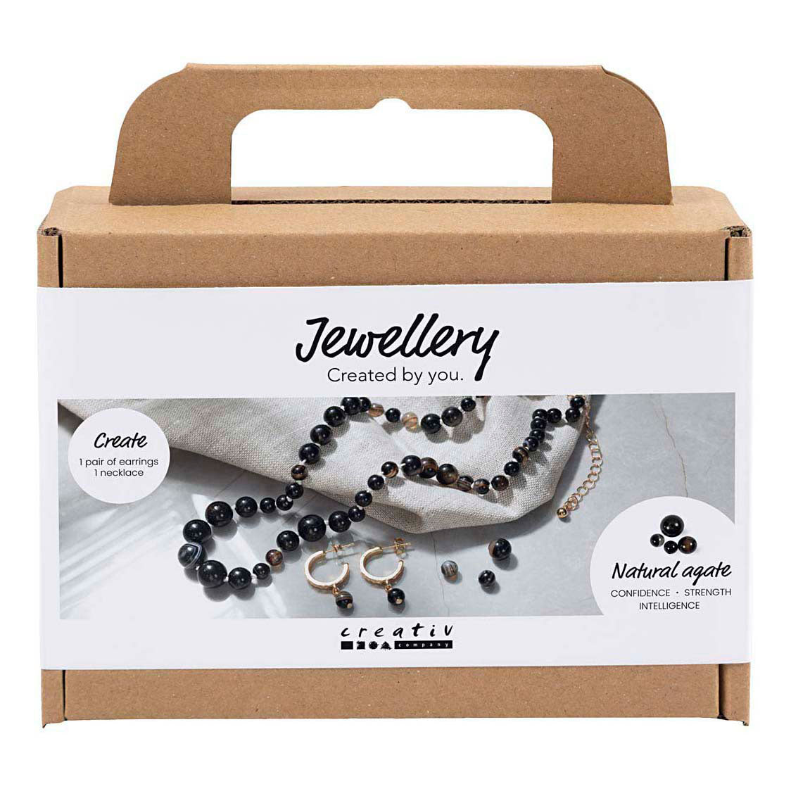 Creativ Company Mini hobbyset sieraden halsketting en oorbellen zwart en wit