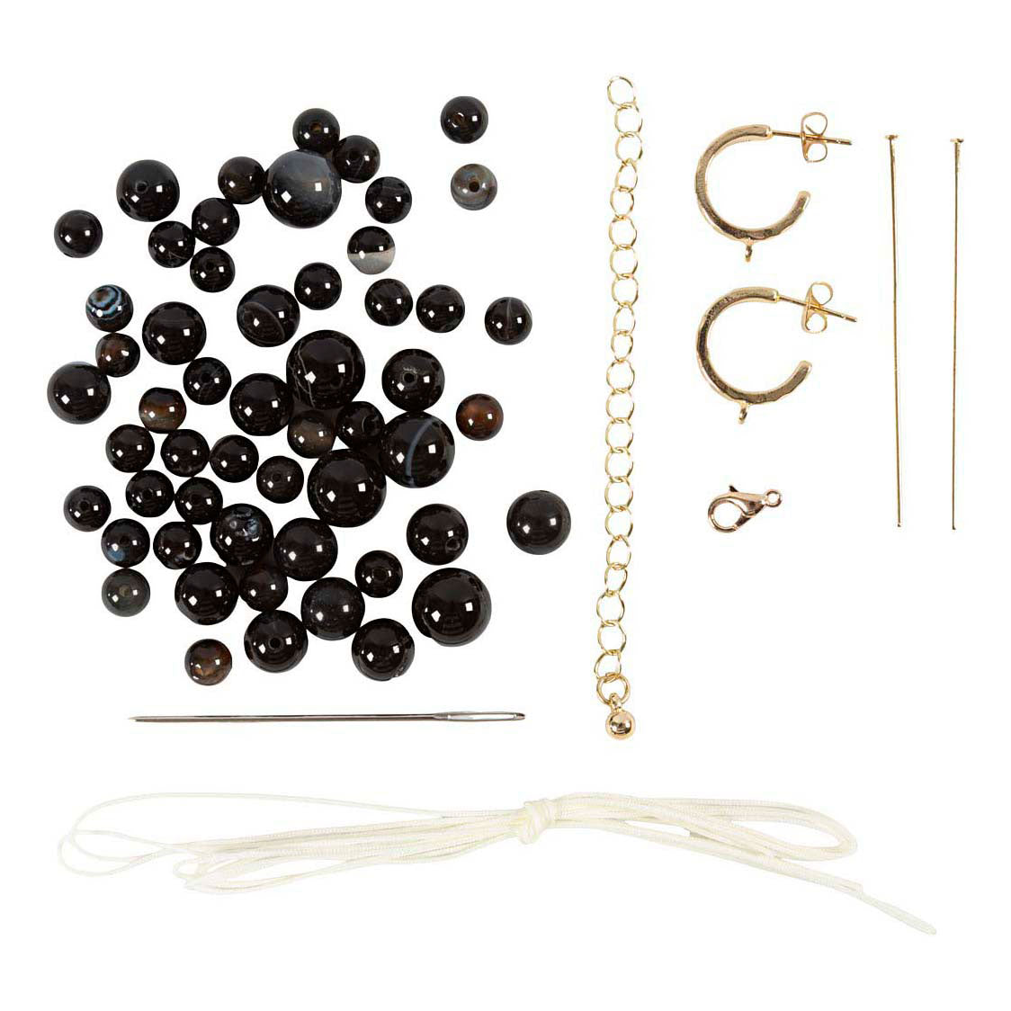 Creativ Company Mini hobbyset sieraden halsketting en oorbellen zwart en wit