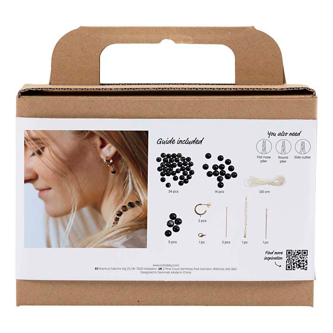 Creativ Company Mini hobbyset sieraden halsketting en oorbellen zwart en wit