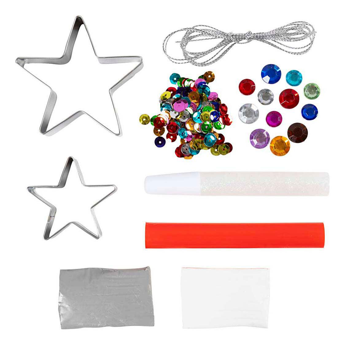 Creativ Company Mini hobbyset boetseren sterren zilver wit