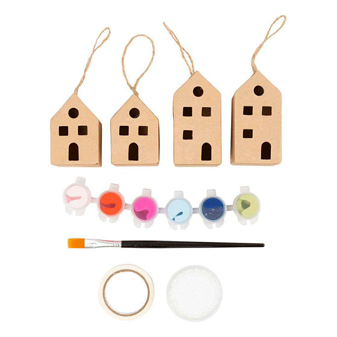 Creativ Company Mini hobbyset decoratie huizen kleurrijk