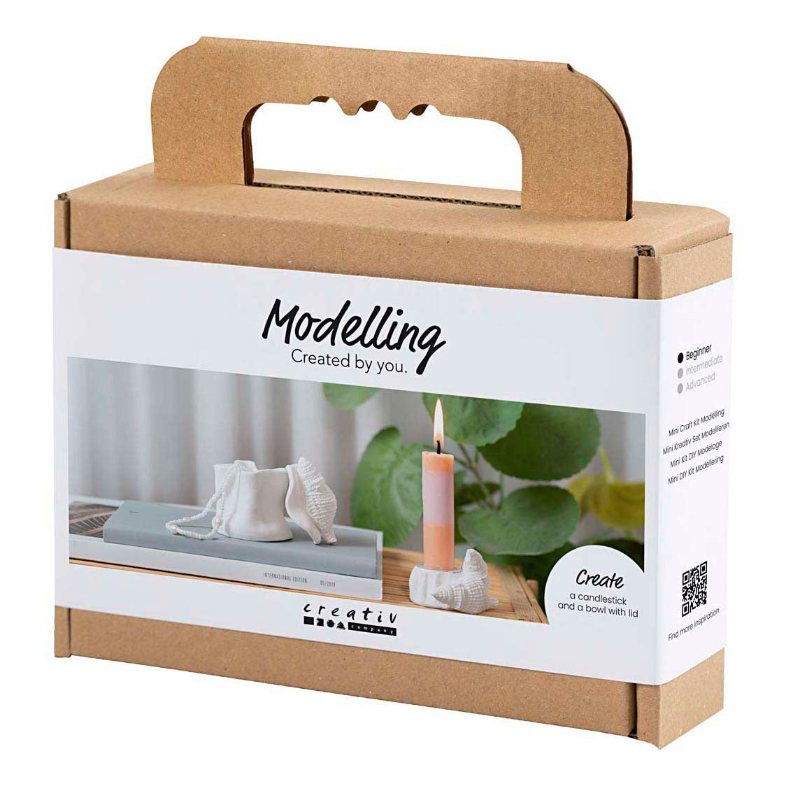 Creativ Company Mini hobbyset boetseren kandelaar met schelpen off white