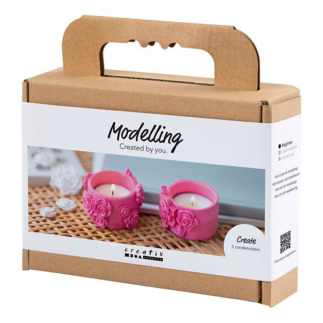 Creativ Company Mini hobbyset boetseren theelichthouders roze