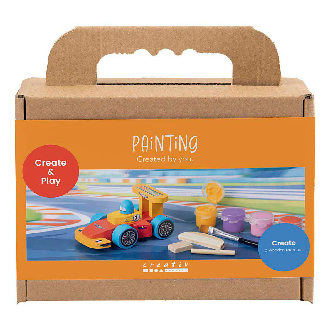 Creativ Company Mini hobbyset houten raceauto schilderen