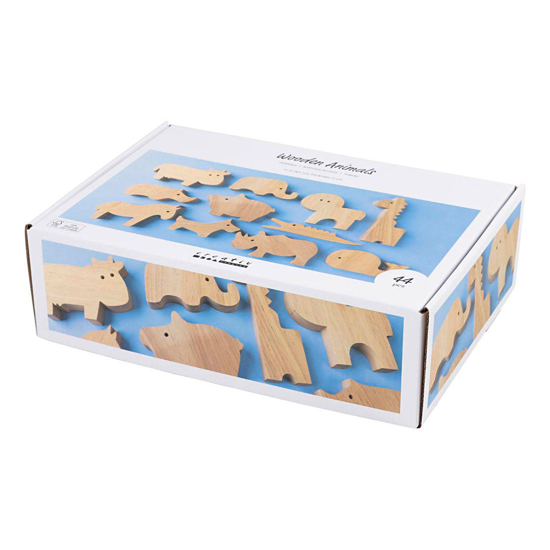Creativ Company Https: www.cchobby.nl houten-dieren-boerderij-en-safari-h-3-14-5-cm-dikte-2-cm-44-stuk-1-doos