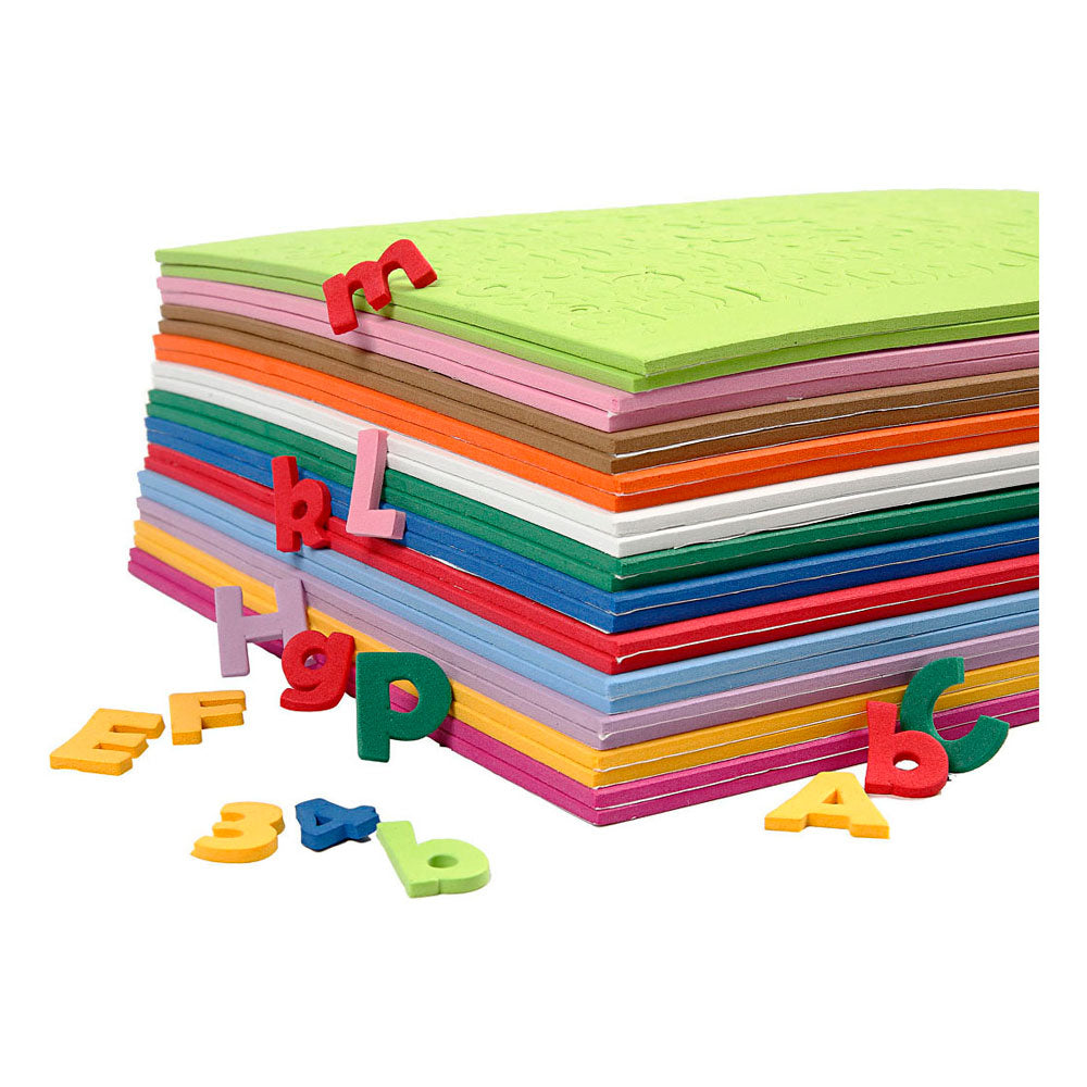Creativ Company Https: www.cchobby.nl eva-foam-cijfers-letters-h-20-mm-dikte-3-mm-diverse-kleuren-24-div-vellen-1-doos