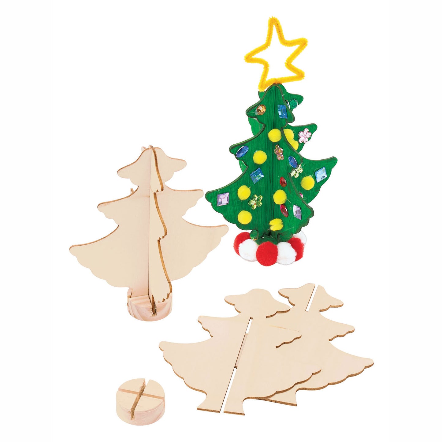 Colorations Maak je eigen houten kerstboom, set van 12