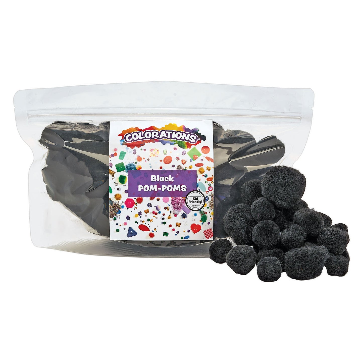 Colorations - pom poms zwart, 100st.