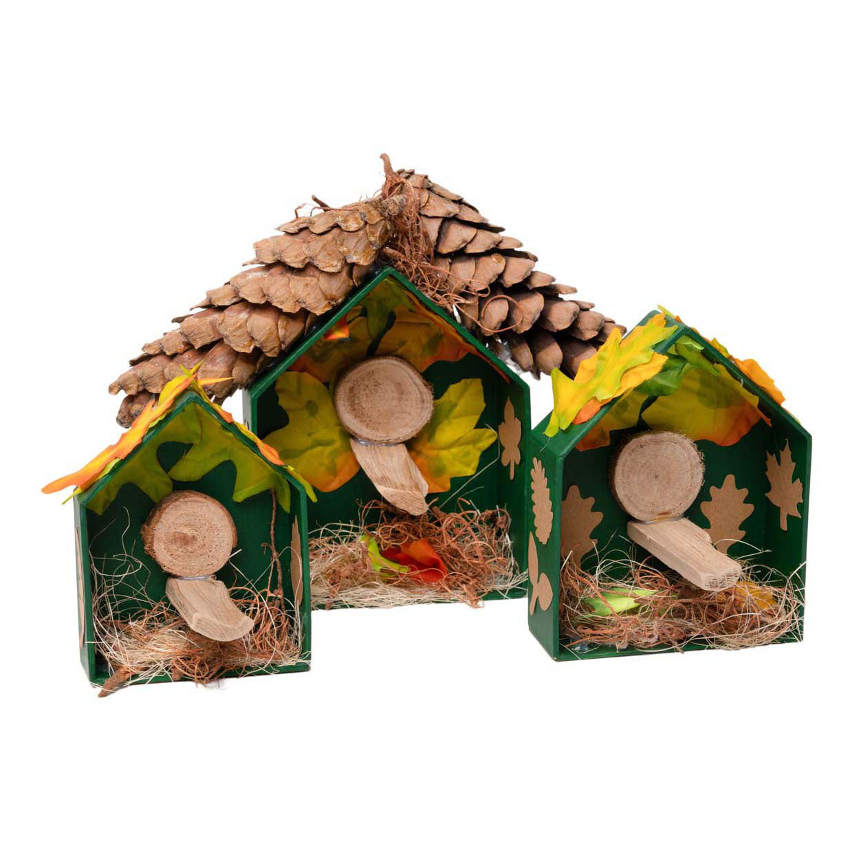 Colorations - papier-mache huisjes, 3st.