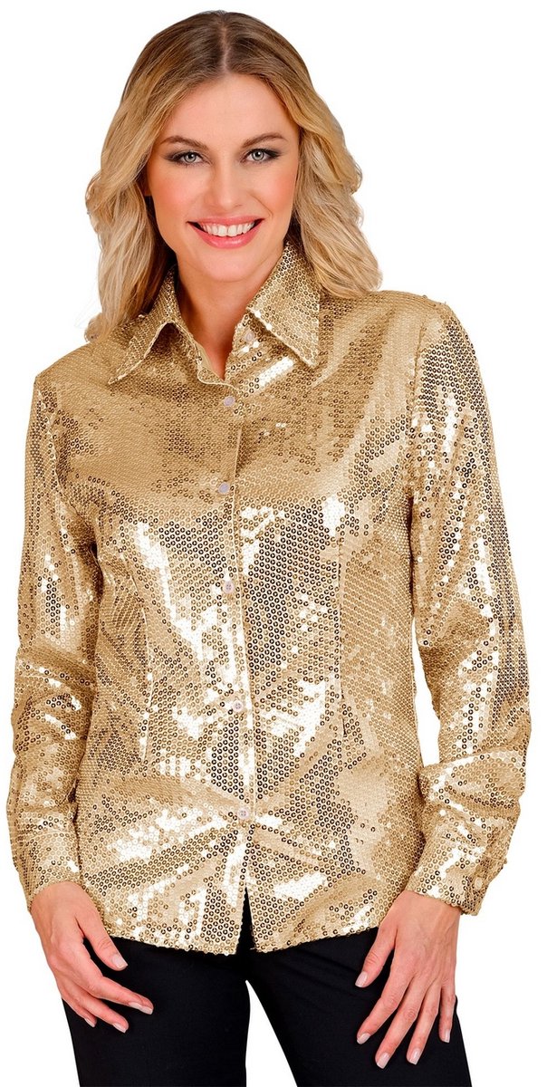 Finidi Gouden blouse pailletten dames