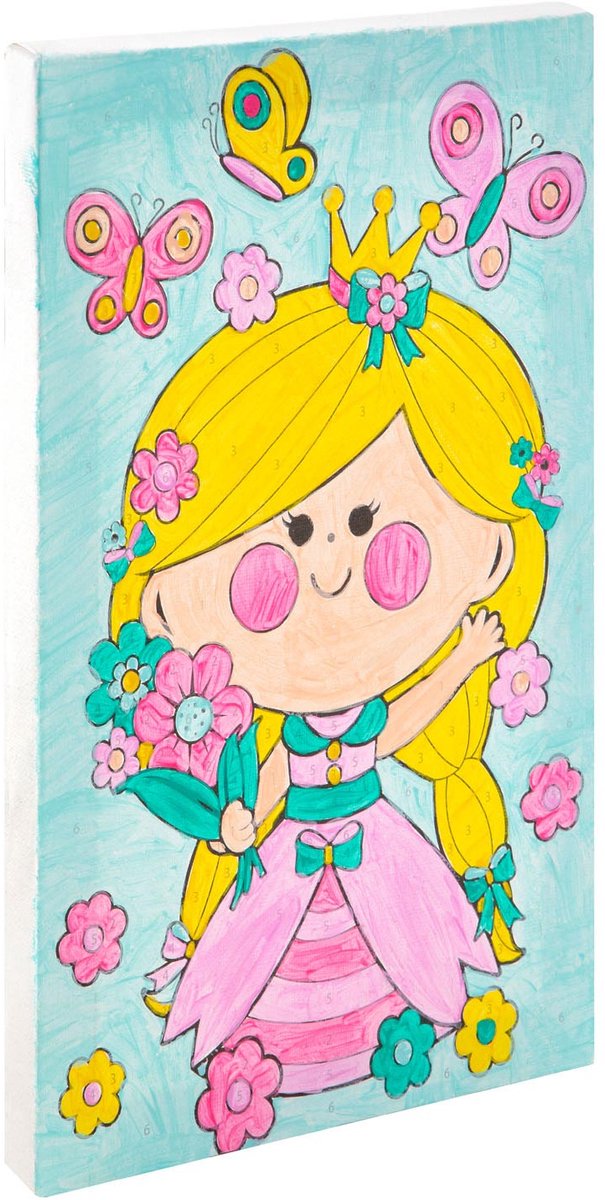 Grafix Schilderen op nummer voor kinderen | thema prinses | afmeting a4 - inclusief verf + penseel