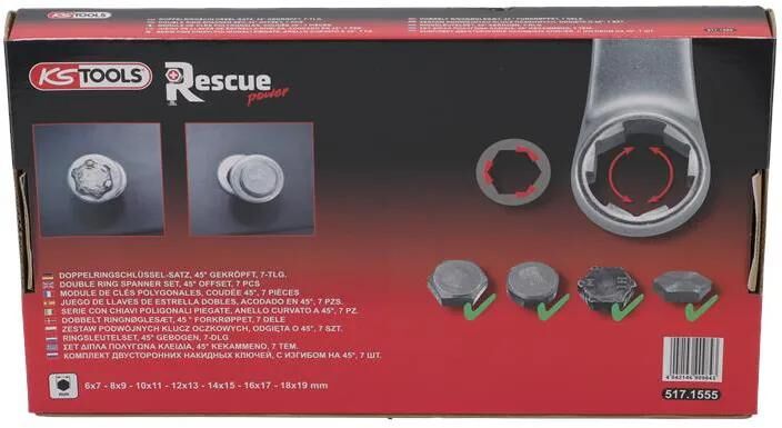 KS TOOLS doppelringschlüsselsatz rescuepower double combination spanne 7tlg. covered