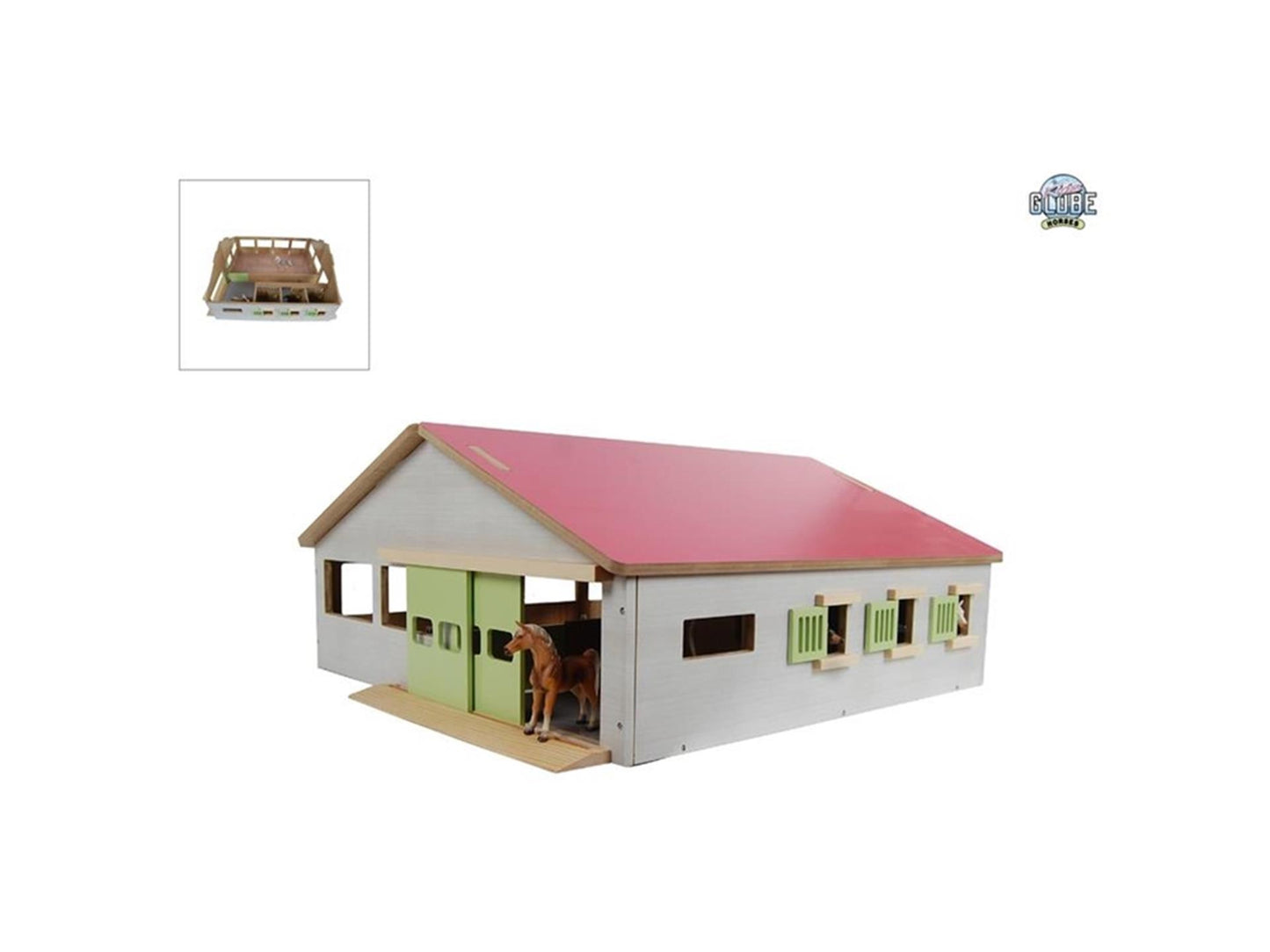 Kids Globe Paardenstal met 3 boxen + binnenbak 1:32