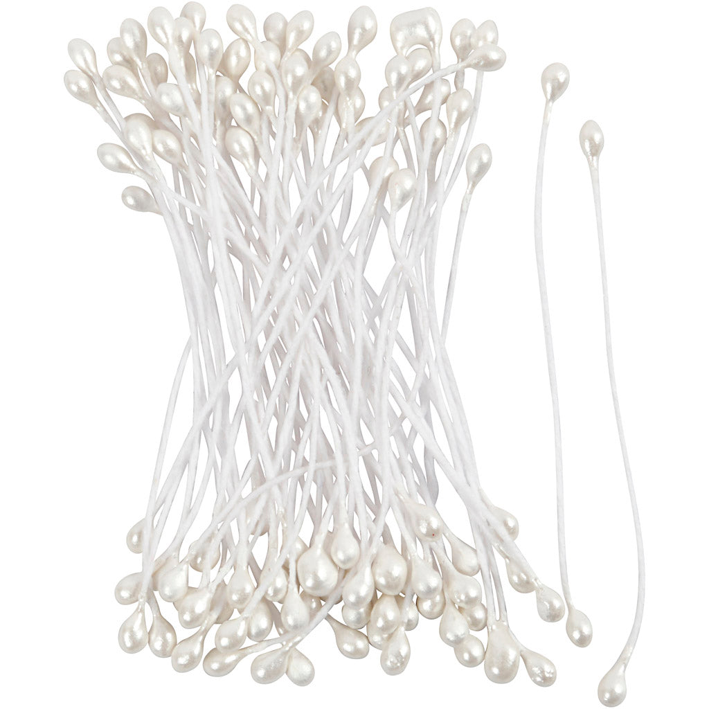 Creativ Company Https: www.cchobby.nl bloemmeeldraden-l-6-4-cm-d-2-mm-wit-parelmoer-100-stuk-1-doos