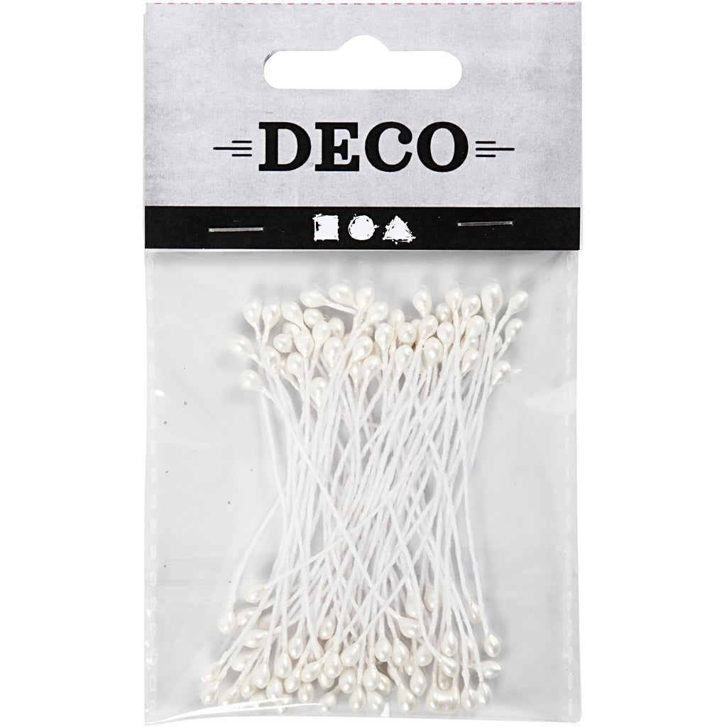 Creativ Company Https: www.cchobby.nl bloemmeeldraden-l-6-4-cm-d-2-mm-wit-parelmoer-100-stuk-1-doos