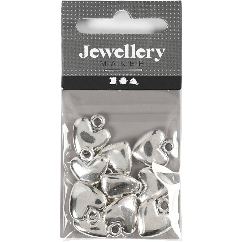 Creativ Company Https: www.cchobby.nl hartvormige-hanger-afm-13x15-mm-verzilverd-10-stuk-1-doos