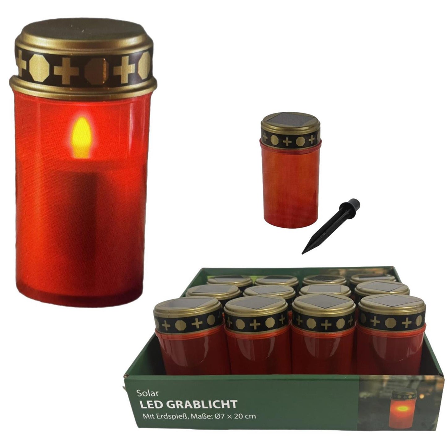 Graflicht LED solar rood Ø7xH20cm