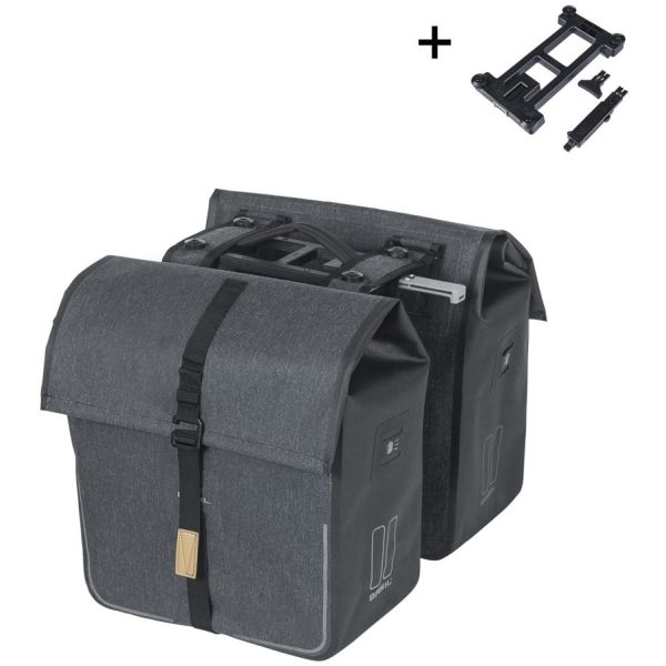 Basil Dubbele fietstas urban dry mik 50 liter - charcoal