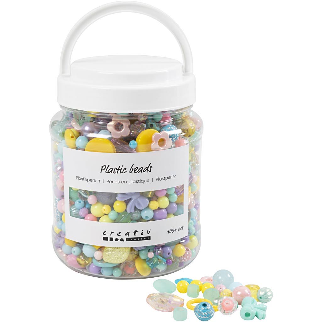 Creativ Company Https: www.cchobby.nl plastic-kralen-d-5-35-mm-gatgrootte-1-8-mm-ca-900-stuk-diverse-kleuren-700-ml-1-doosje