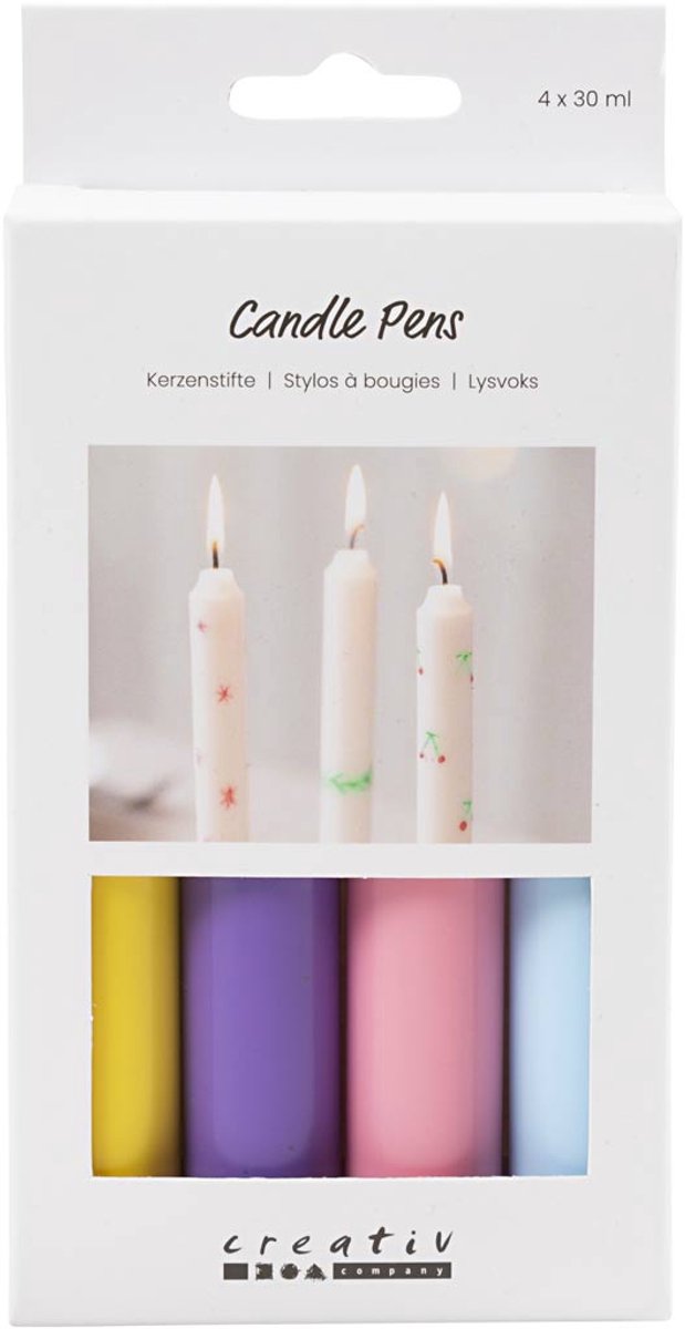 Creativ Company Cc kaarsenstiften set 4x30 ml pastelkleuren