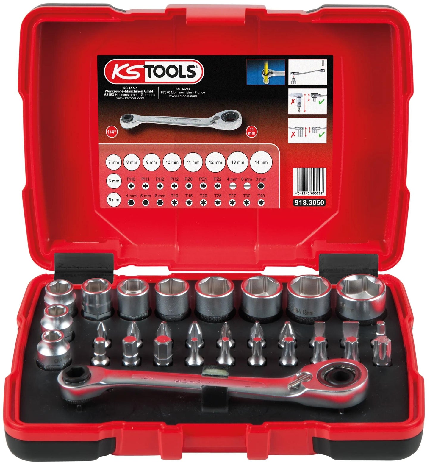 KS TOOLS steckschlüsselsatz bit-rate 31tlg.