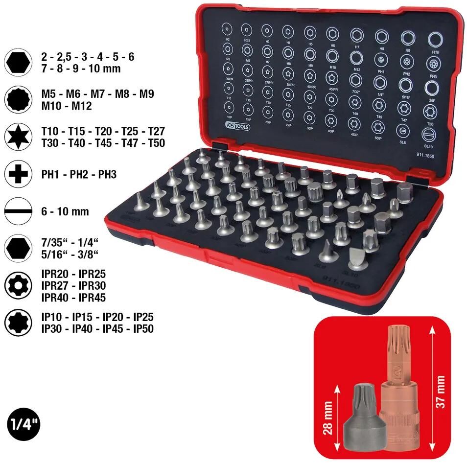 KS TOOLS bitsatz bits socket set 1 4 short 50pcs.