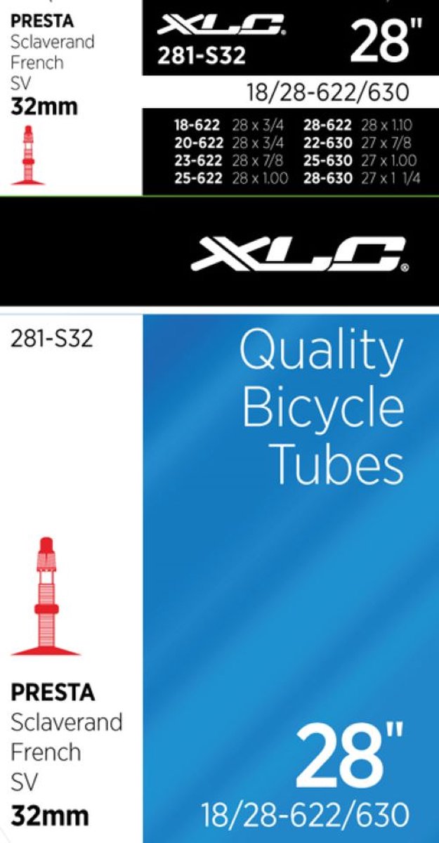 XLC - quality bicycle tubes 28 - 18 28-622-630 - sv - 32mm