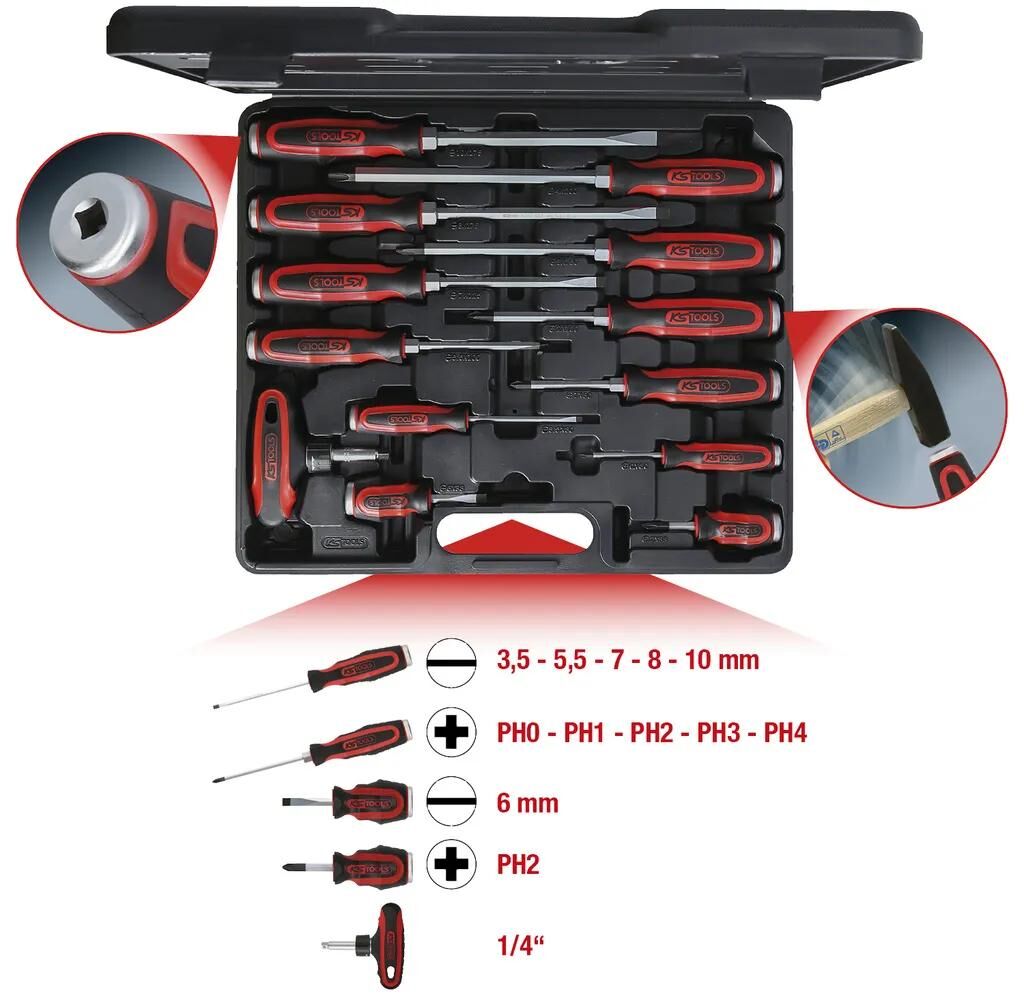 KS TOOLS schraubendrehersatz ergotorquemax set of screwdrivers beat caps
