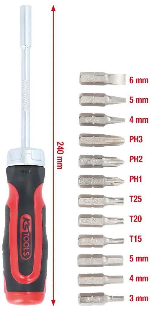 KS TOOLS schraubendrehersatz 12 in 1 ratchets-bit-screwdr. 12 in 1