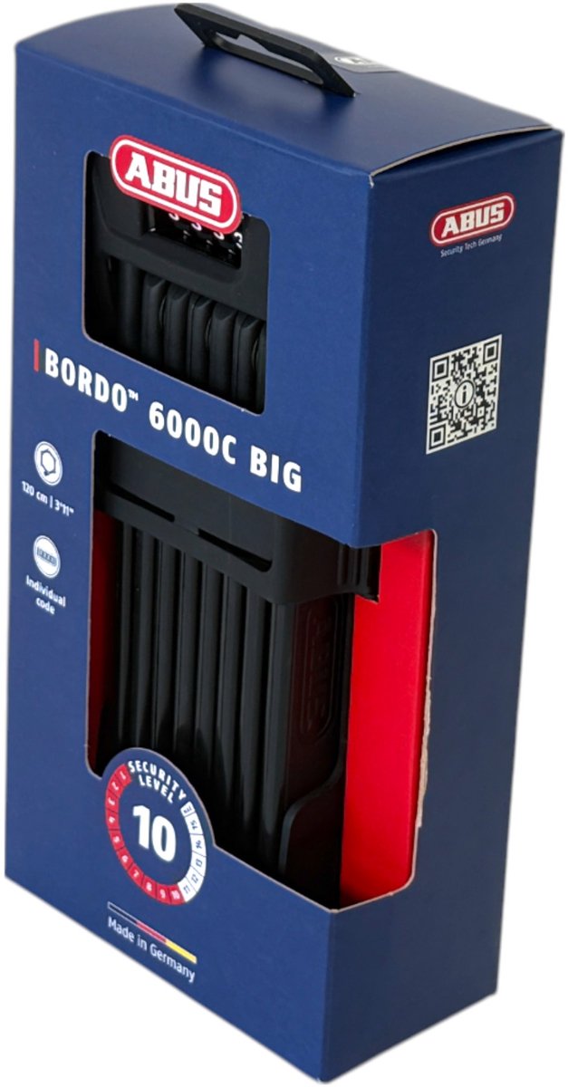 ABUS Fietsslot vouwslot - bordo™ 6000c - security level 10 - zwart - 120 cm - geschikt voor elektrische fietsen en stadsfietsen