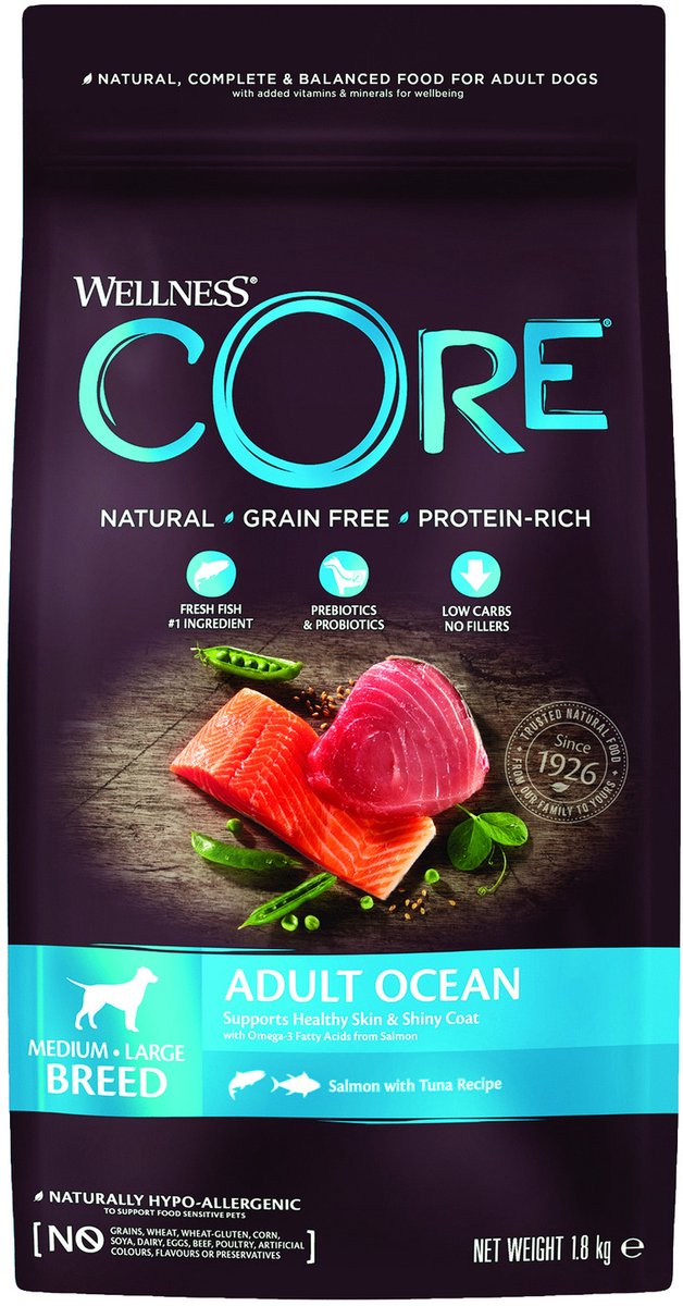 Wellness Core grain free dog ocean zalm tonijn 1,8 kg - hondenvoer - 1,8 kg