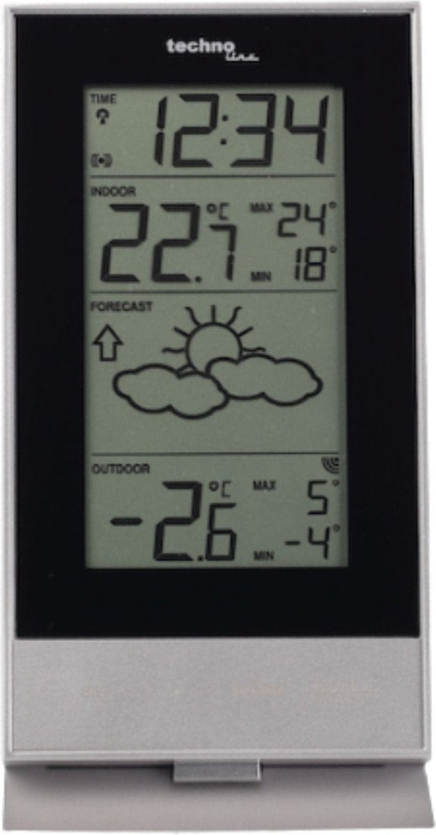 Technoline weerstation - ws 9910 - 85x166x56mm - zilver zwart - met 1 buitensensor 100m - tl-ws9910