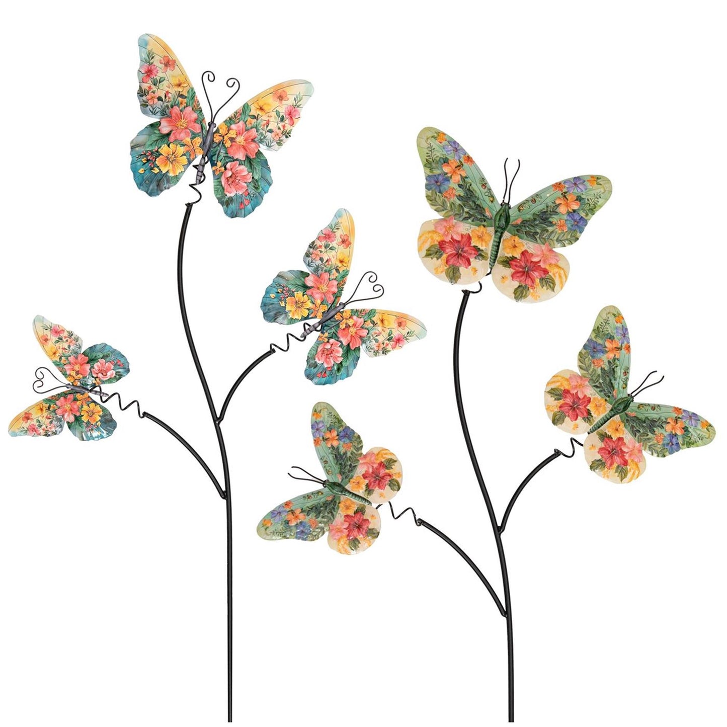 Anna's Collection Vlinders bloemen op steker 35x78cm
